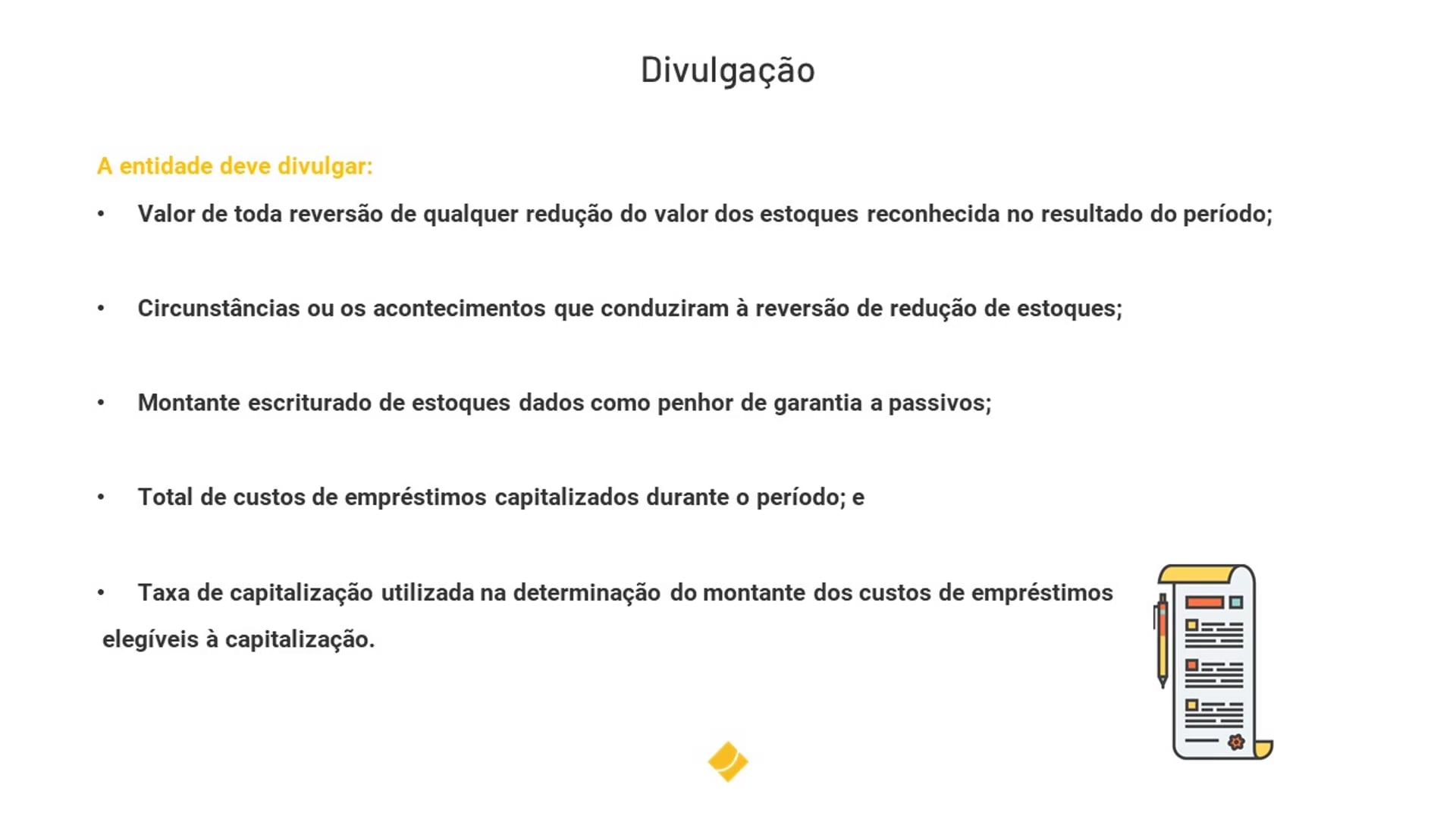 Divulgação do CPC 16 / IAS 2 - Estoques